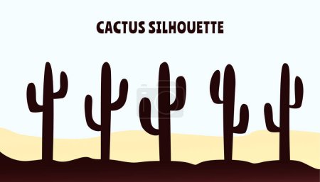 Illustration for Illustration of a silhouette of a cactus, Black cactus silhouettes, Cactus vector, silhoutte of cactus - Royalty Free Image