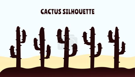 Illustration for Black cactus silhouettes, Cactus vector, illustration of a cactus, Set of cactus in black silhouette style - Royalty Free Image