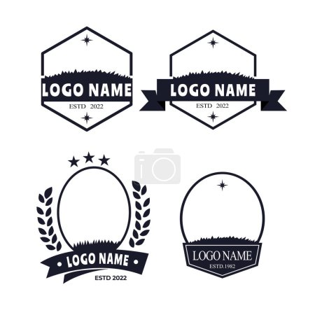 Illustration for Set of vintage labels and badges. Emblem Label logo design. vintage logo frame. farm logo. Element design collection for label and logo. - Royalty Free Image