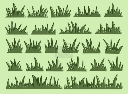 herbe verte. illustration d'herbe doodle. herbe lineart. illustration de contour d'herbe. ensemble d'herbe taillée à main.