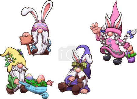 Photo for Easter Gnomes. Clip art illustration with simple gradients. - Royalty Free Image