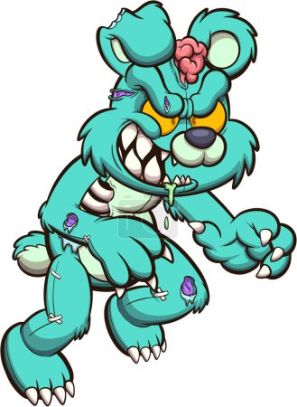 Illustration for Cartoon Zombie Teddy Bear. Vector illustration with simple gradients. - Royalty Free Image