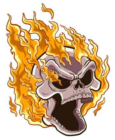 Illustration for Skull On Fire. Vector illustration with simple gradients. - Royalty Free Image