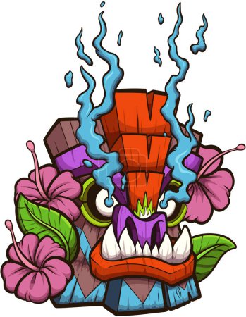 Illustration for Tiki Mask. Vector clip art illustration with simple gradients. - Royalty Free Image