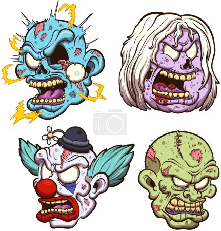 Illustration for Zombie Heads. Vector illustration with simple gradients. - Royalty Free Image