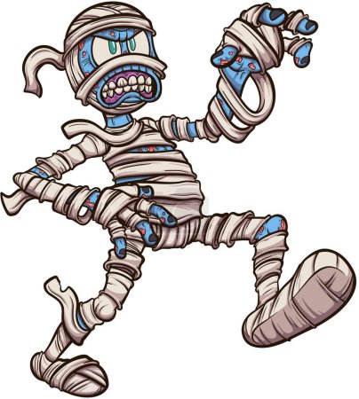 Illustration for Cartoon Halloween Mummy. Vector illustration with simple gradients. - Royalty Free Image