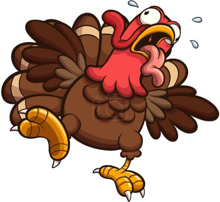 Illustration for Startled Cartoon Turkey Gobbling. Vector illustration with simple gradients. - Royalty Free Image