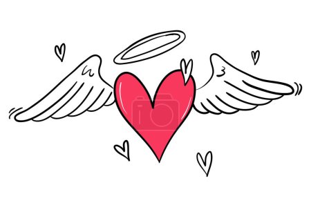 Illustration for Heart with wings logo illustration - Royalty Free Image