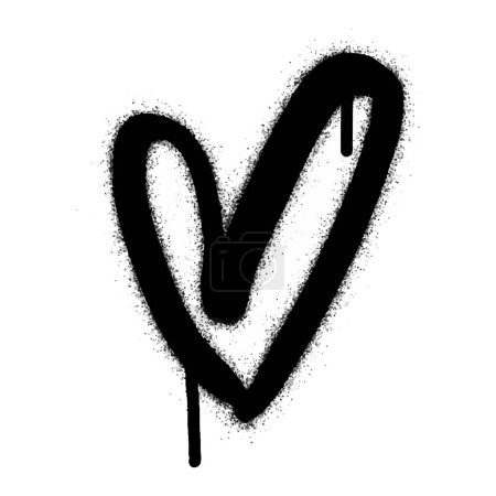 Ilustración de Cartel cardíaco de graffiti pintado en negro sobre blanco. Amor corazón caída símbolo. aislado sobre un fondo blanco. ilustración vectorial - Imagen libre de derechos