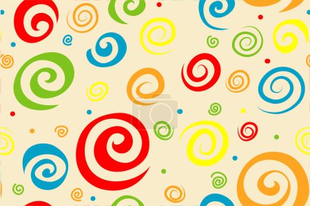 Fun colorful spiral line doodle pattern. Collection of creative abstract art backgrounds for children or festive celebration designs. Simple childish doodle wallpaper print texture bundle.