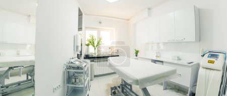 Photo for Wide copy space shot presenting clean and bright treatment room at SPA facility and aesthetic medicine salon. Modern ways of relaxation and skin care. High quality photo - Royalty Free Image