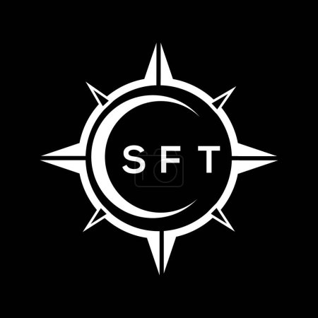 Téléchargez les illustrations : SFT abstract technology circle setting logo design on black background. SFT creative initials letter logo concept. - en licence libre de droit