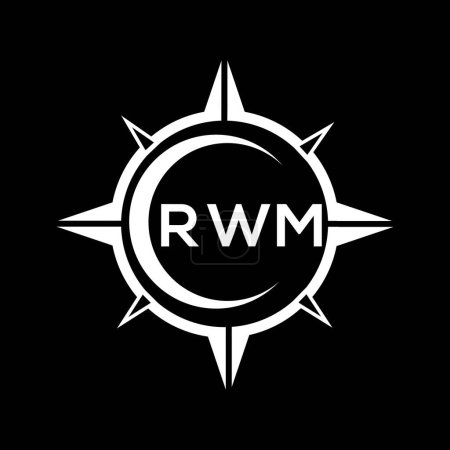 Illustration for RWM abstract technology circle setting logo design on black background. RWM creative initials letter logo concept. - Royalty Free Image