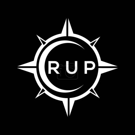 Téléchargez les illustrations : RUP technologie abstraite cercle réglage logo design sur fond noir. RUP initiales créatives lettre logo concept. - en licence libre de droit