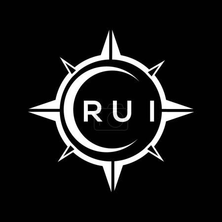 Ilustración de Diseño de logotipo de configuración de círculo de tecnología abstracta RUI sobre fondo negro. RUI iniciales creativas letra logo concepto. - Imagen libre de derechos