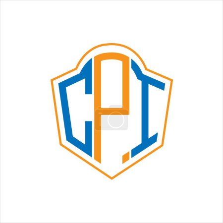 Illustration for CPI abstract monogram shield logo design on white background. CPI creative initials letter logo. - Royalty Free Image