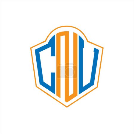 Téléchargez les illustrations : CNU abstract monogram shield logo design on white background. CNU creative initials letter logo. - en licence libre de droit