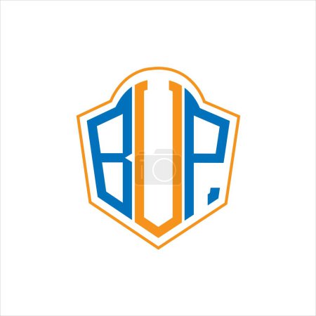 Ilustración de BUP abstract monogram shield logo design on white background. BUP creative initials letter logo. - Imagen libre de derechos