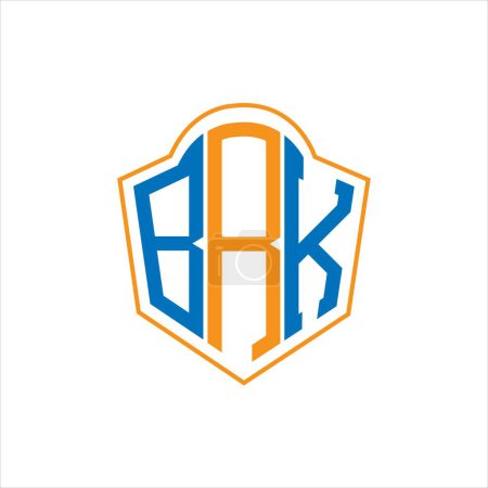 Téléchargez les illustrations : BRK abstract monogram shield logo design on white background. BRK creative initials letter logo. - en licence libre de droit