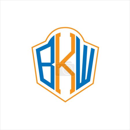 Illustration for BKW abstract monogram shield logo design on white background. BKW creative initials letter logo. - Royalty Free Image