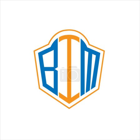 Illustration for BIM abstract monogram shield logo design on white background. BIM creative initials letter logo. - Royalty Free Image
