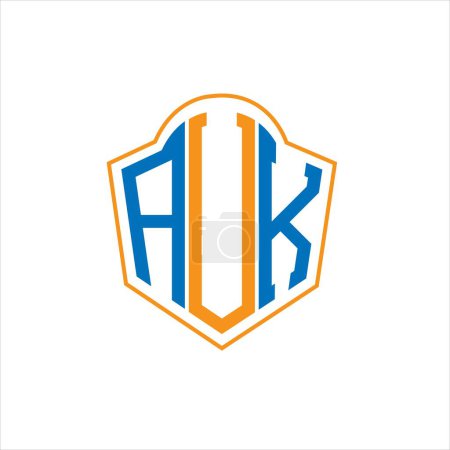 Téléchargez les illustrations : AUK abstract monogram shield logo design on white background. AUK creative initials letter logo. - en licence libre de droit