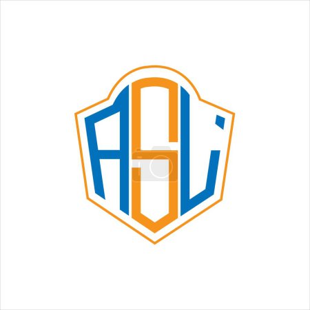 Illustration for ASL abstract monogram shield logo design on white background. ASL creative initials letter logo. - Royalty Free Image