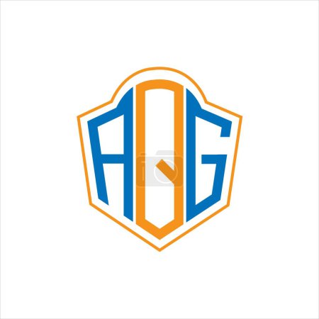 Ilustración de AQG abstract monogram shield logo design on white background. AQG creative initials letter logo. - Imagen libre de derechos