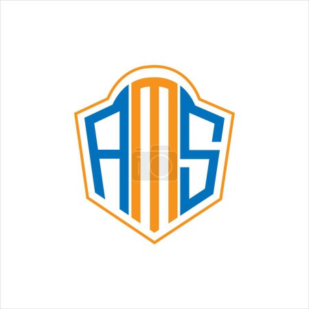 Ilustración de AMS abstract monogram shield logo design on white background. AMS creative initials letter logo. - Imagen libre de derechos