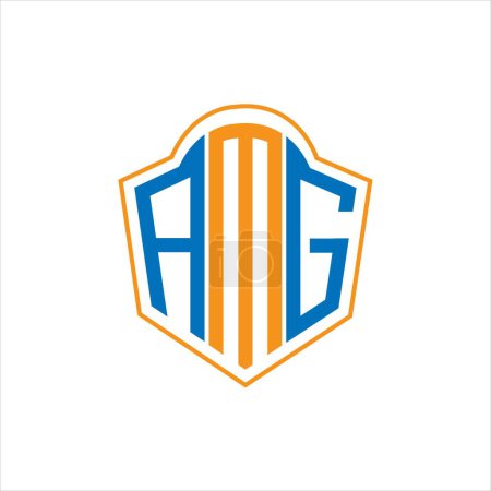 Illustrazione per AMG abstract monogram shield logo design on white background. AMG creative initials letter logo. - Immagini Royalty Free