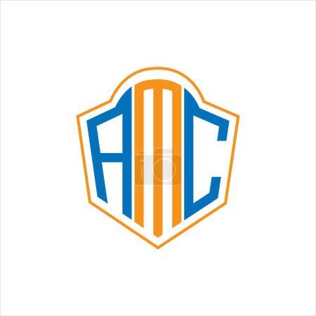 Ilustración de AMC abstract monogram shield logo design on white background. AMC creative initials letter logo. - Imagen libre de derechos