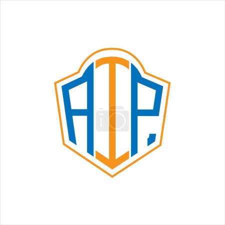 Ilustración de AIP abstract monogram shield logo design on white background. AIP creative initials letter logo. - Imagen libre de derechos
