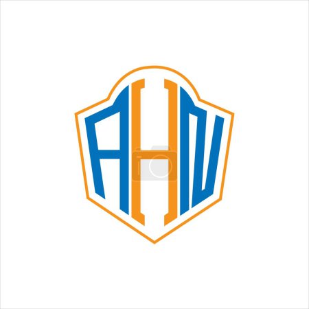 Illustration for AHN abstract monogram shield logo design on white background. AHN creative initials letter logo. - Royalty Free Image