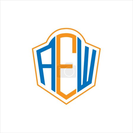 Ilustración de AEW abstract monogram shield logo design on white background. AEW creative initials letter logo. - Imagen libre de derechos