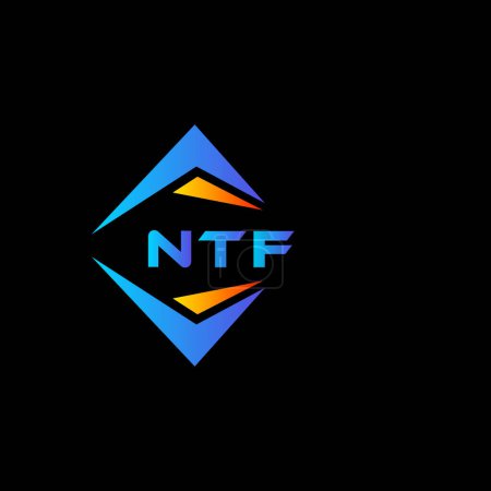 Téléchargez les illustrations : NTF technologie abstraite logo design sur fond noir. NTF initiales créatives lettre logo concept. - en licence libre de droit