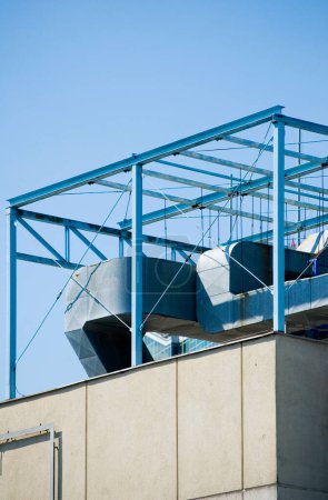 Téléchargez les photos : Roof ventilation ducts with galvanized steel coating. - en image libre de droit