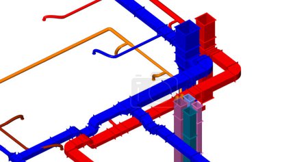 Téléchargez les photos : Conception du système de ventilation BIM Illustration 3D. - en image libre de droit