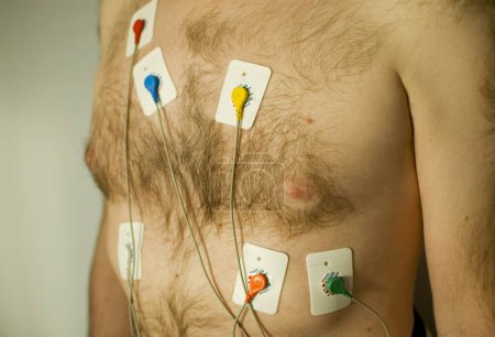 Photo for ECG or EKG holter test of man. - Royalty Free Image