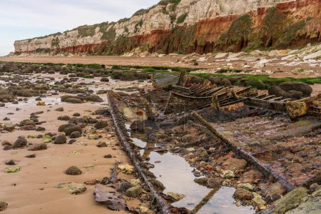 The Wreck of the Steam Trawler Sheraton and the Hunstanton Cliffs in Norfolk, England, UK
