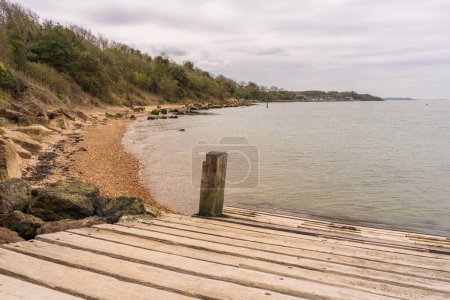 The Solent coast near Gurnard Bay on the Isle of Wight, England, UK