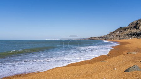 Soirée sur la côte de la Manche près de Chale Bay sur l'île de Wight, Angleterre, Royaume-Uni