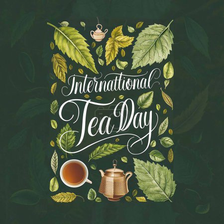 Diseño de póster del día internacional del té. Diseño internacional del banner del día del té.
