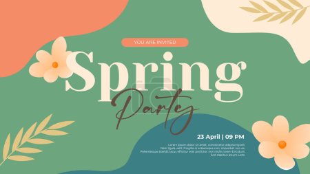 Ilustración de Flat Spring Party Invitation Card Background - Imagen libre de derechos