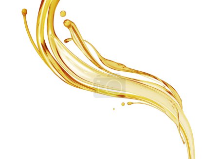 Photo for Splashes of oily liquid. Organic or motor oil on a white background - Royalty Free Image