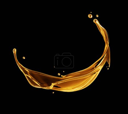 Photo for Beautiful splashes of olive oil or machine oil on a black background - Royalty Free Image