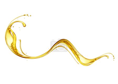 Téléchargez les photos : Éclaboussure de liquide huileux jaune isolé sur fond blanc - en image libre de droit