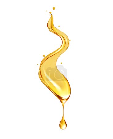 Photo for Drop of olive oil or oily cosmetic liquid drips on a white background - Royalty Free Image