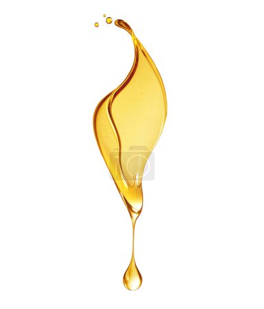 Photo for Drop of olive oil or oily cosmetic liquid dripping on a white background - Royalty Free Image