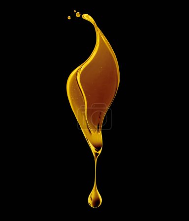 Photo for Drop of olive oil or oily cosmetic liquid dripping close up on a black background - Royalty Free Image