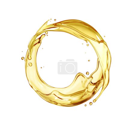 Photo for Beautiful olive or engine oil splashes arranged in a circle - Royalty Free Image